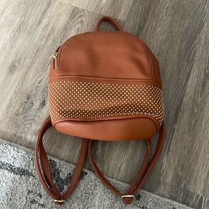 Madden girl mini studded backpack, faux leather camel color.